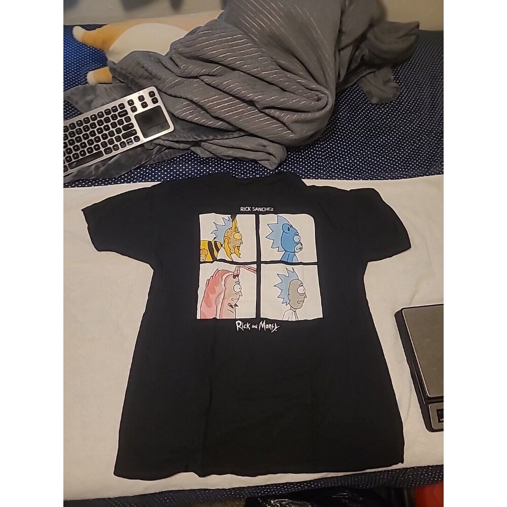 Rick and Morty Men T-Shirt XL Black Sanchez Logo Graphic Short Sleeve